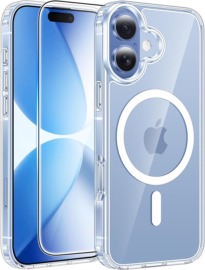 FNTCASE for iPhone 17 Case, Compatible with Magsafe, Glass Screen Protector | Anti Yellowing, Magnetic Phone Cases, 14FT Military Grade Drop Protection, Slim Shockproof Protective Cover, Clear by FNTCASE