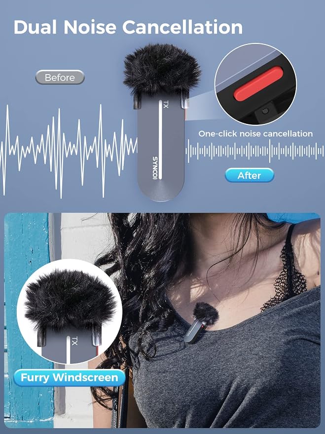 SYNCO Wireless Lavalier Microphone USB-C, P2ST Dual Mic 2.4GHz with Charging Case 2TX 1RX for iPhone 16/15 pro max YouTube TIK Tok Live Streaming Vlog, Wireless-Lavalier-Microphone-Dual-Smartphone - Image 2