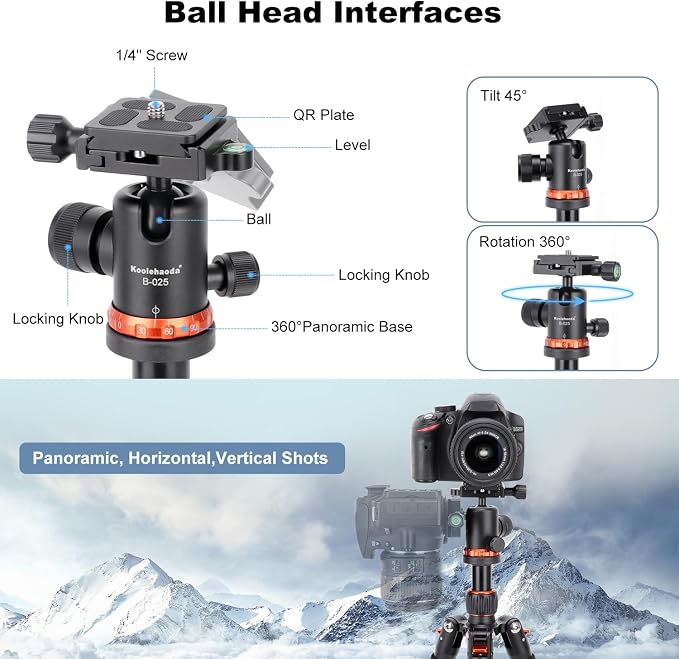 Koolehaoda Mini Tabletop Tripod with 360° Ball Head, Aluminum Portable | Compact Lightweight Desktop Camera Tripod Stand with Quick Release Plate, Adjustable Height for DSLR Video Camcorder Phone - Image 3