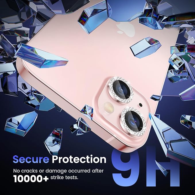 Tensea for iPhone 13/13 Mini Camera Lens Protector Bling, Camera Cover | 9H Tempered Glass Camera Screen Protector, Metal Individual Ring for iPhone13 6.1inch/ 13mini 5.4inch, HD Clear, Easy Install - Image 4