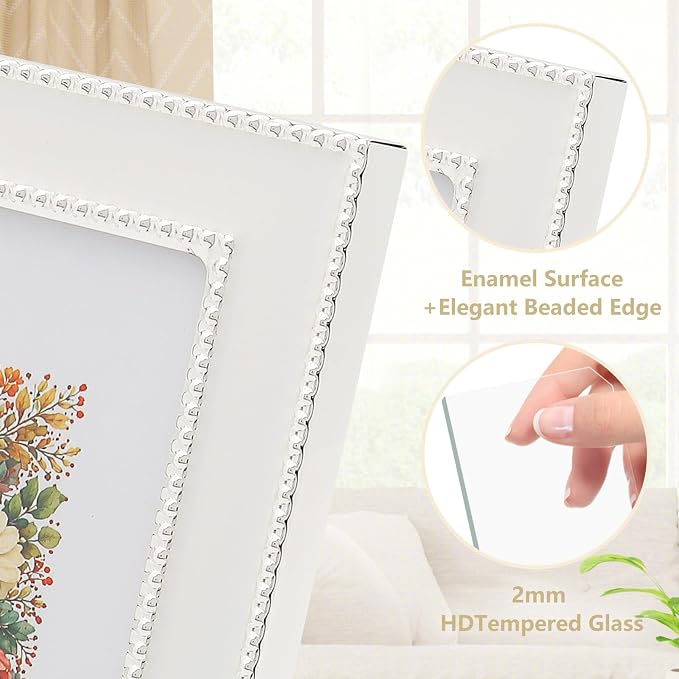 Premium Metal Picture Frame 5x7 Inches with Velvet Back Cover - Elegant and Durable Photo Frame for Displaying Cherished Memories, Perfect as Desk Decor, Home Office Accessory,White picture frame - Image 4