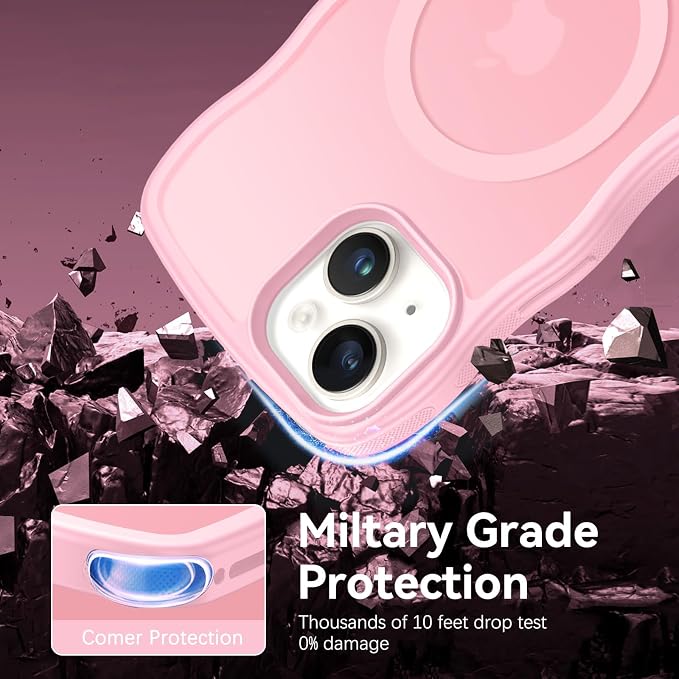 BENTOBEN Magnetic for iPhone 13 Case iPhone 14 Case, Cute Wavy [Compatible with MagSafe] Matte Anti-Slip Bumper Women Girls Boys Protective Cover for 13/14 6.1" Light Pink - Image 6