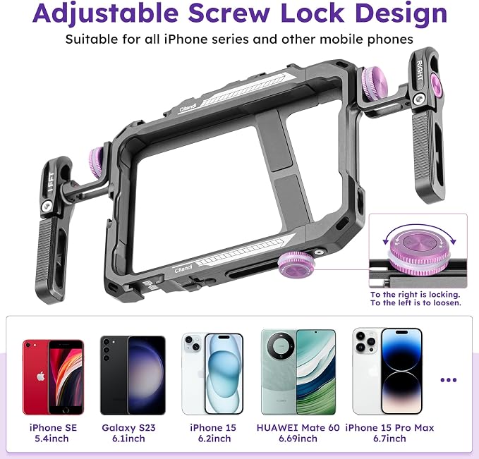 Universal Smartphone Filmmaking Stabilizer, Phone Cage for Vlogging and Videography, Compatible with Most Smartphones - Image 2