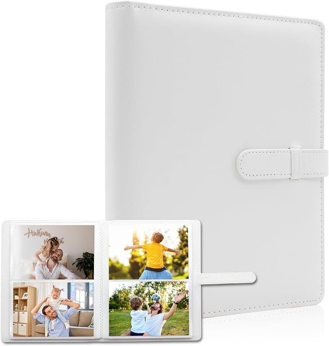Small Photo Album 4x6 with 152 Pockets Mini Picture Book Leather Cover Portable Wallet Photo Storage for Family Graduation Wedding Travel Gift (White) by Ablus
