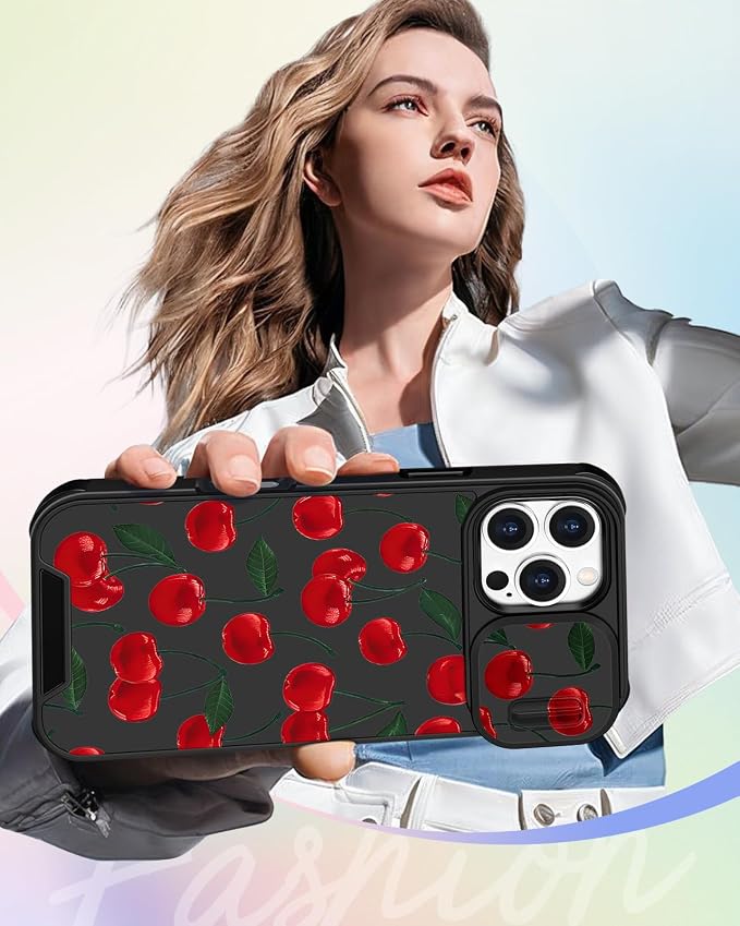 Buleens for iPhone 16 Pro Case 6.3 Inch - with Ring Stand & Camera Cover Aesthetic Cute Designed for Women Girls Girly Pretty Kawaii Cherry Teens Phone Case for iPhone 16 Pro Compatible with Magsafe - Image 6