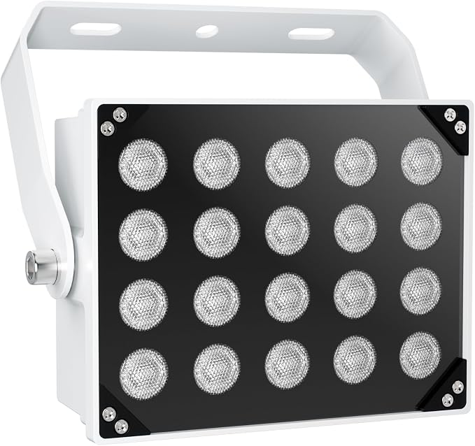 Univivi 20-LEDs IR Illuminator 850nm IR Light for Security Camera, White | Long Range IR Illuminators for Night Vision, 90 Degree Wide Angle Infrared Flood Light, IP67 Waterproof for Outdoor&Indoor by Univivi