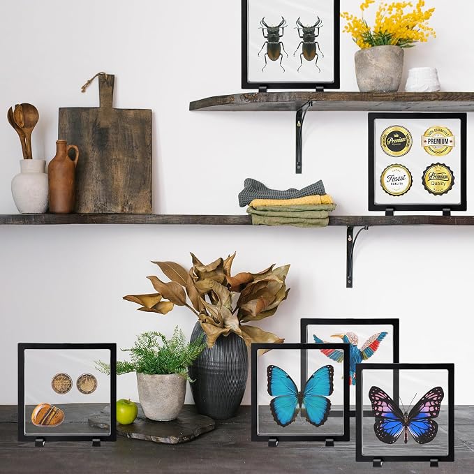 Harloon 12 Pcs 3D Floating Display Case, Black, 7 x 7 x 0.8, Square | 3D Floating Frame for Challenge Coins, Medallions, Fossils, Gemstones, Jewelry, Collectibles Shadow Box Display Holder - Image 7