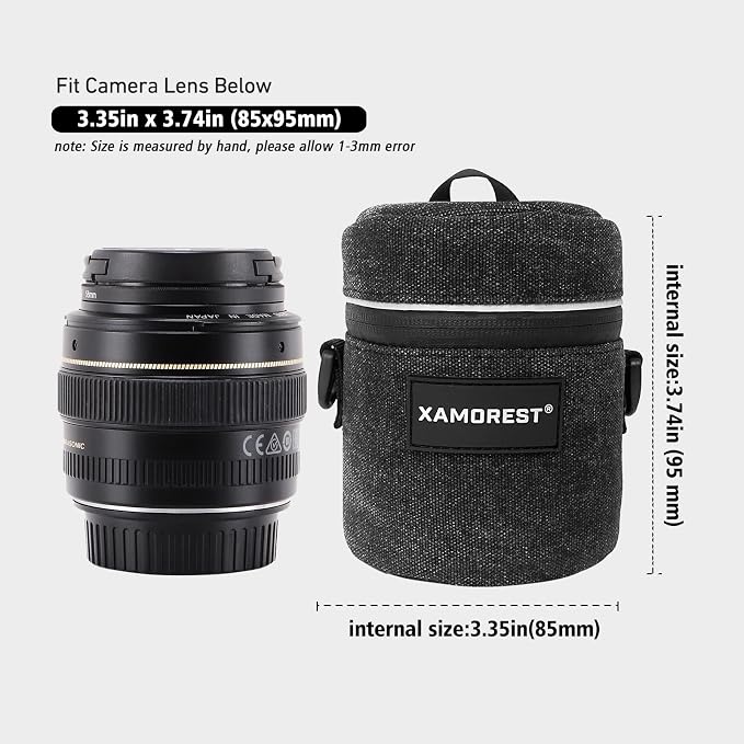 Camera Lens Case Lens Bag Compatible (3.15" x 3.74"(Canvas, Black)) - Image 3