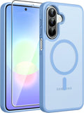 FNTCASE for Galaxy A27 5G Phone Case, Fit for Magsafe, Screen Protector | Translucent Matte, 14FT Military Grade Drop Protection, Slim Shockproof Protective, for Samsung A 27 4G Cover, Light Blue by FNTCASE