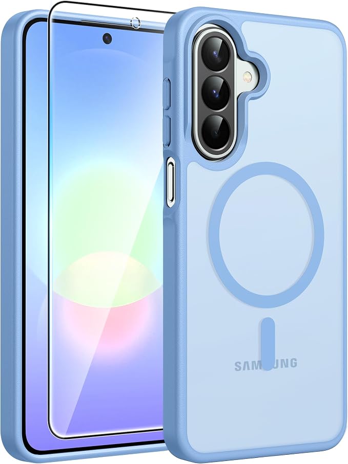 FNTCASE for Galaxy A27 5G Phone Case, Fit for Magsafe, Screen Protector | Translucent Matte, 14FT Military Grade Drop Protection, Slim Shockproof Protective, for Samsung A 27 4G Cover, Light Blue by FNTCASE