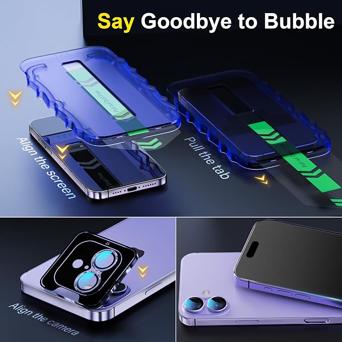 YWXTW 2 Pack for iPhone 17 Matte Screen Protector 6.3 Inch + 1 Set Camera Lens Protector, [1S Pull-Out] Anti Glare Anti Fingerprint 17 Glass Screen Protector, Bubble Free, Smooth as Silk - Image 3