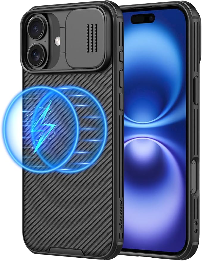 Nillkin Magnetic for iPhone 16 Plus Case, Upgraded Slide Camera Protection, Compatible with Magsafe, Slim Shockproof Protective Phone Case for 16 Plus 6.7 inch, Black by Nillkin