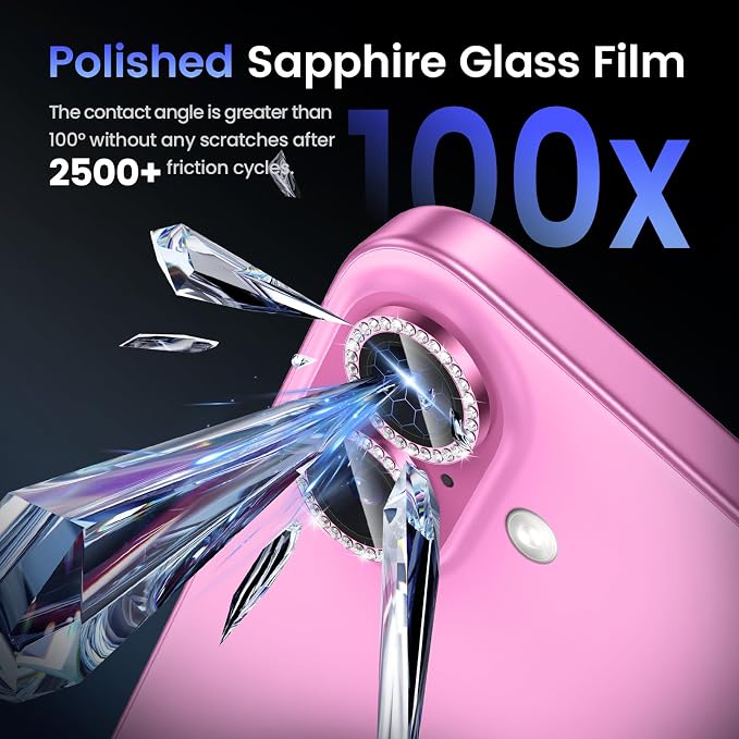Tensea for iPhone 16/16 Plus Camera Lens Protector Bling, Camera Cover | 9H Tempered Glass Camera Screen Protector, Metal Individual Ring for iPhone16 6.1inch/ 16Plus 6.7inch, HD Clear, Easy Install - Image 5