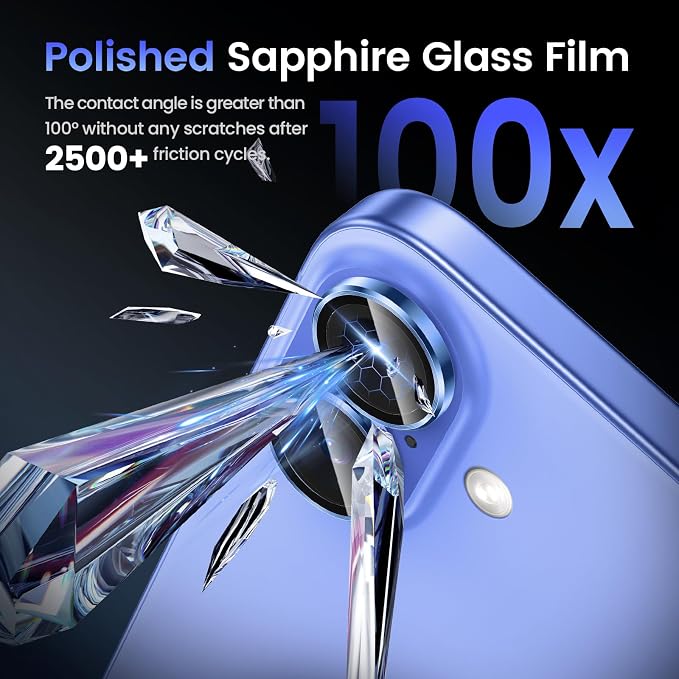 Tensea for iPhone 16/16 Plus Camera Lens Protector, Camera Cover | 9H Tempered Glass Camera Screen Protector, Metal Individual Ring for iPhone16 6.1inch/ 16Plus 6.7inch, HD Clear, Easy Install - Image 5