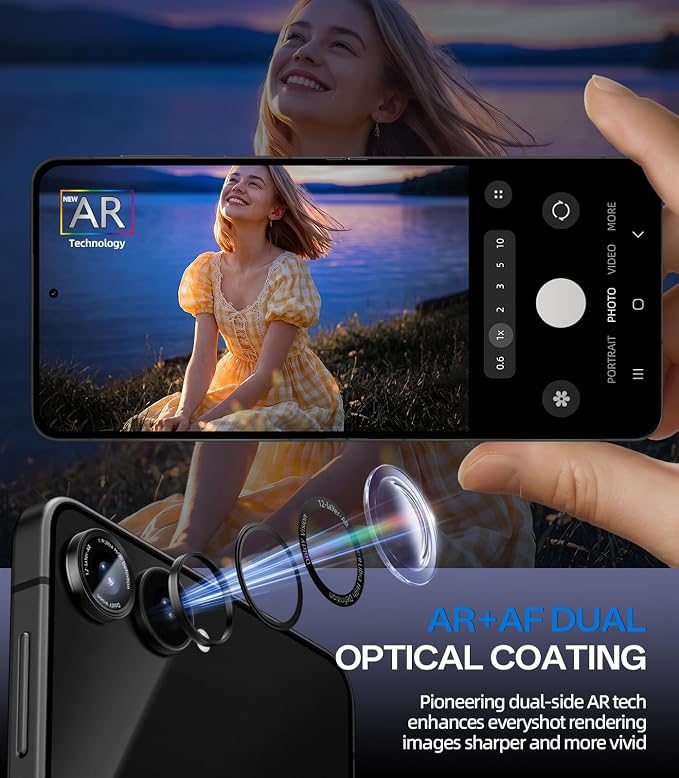 HelloDeere for Samsung Galaxy Z Flip 8 Camera Lens Protector, Military-Grade 9H+ Tempered Glass with AR Optical Tech HD Anti-Glare Anti-Scratch Metal Individual Ring Easy Install Case Friendly, Black - Image 4