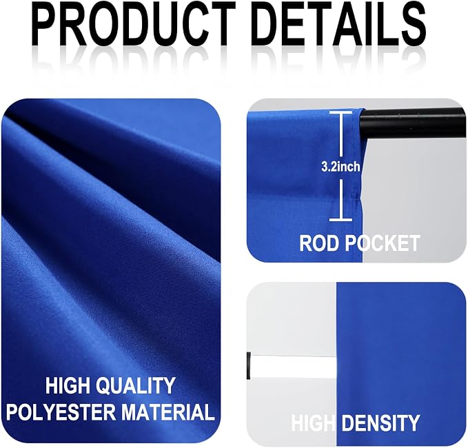 GFCC 5FTx7FT Royal Blue Backdrop Background for Photography Photoshoot | Non-Reflective, Polyester Curtain, Easy Hang, Multipurpose Screen for Studio Photo Booth, Video Recording, Portrait, Party - Image 3