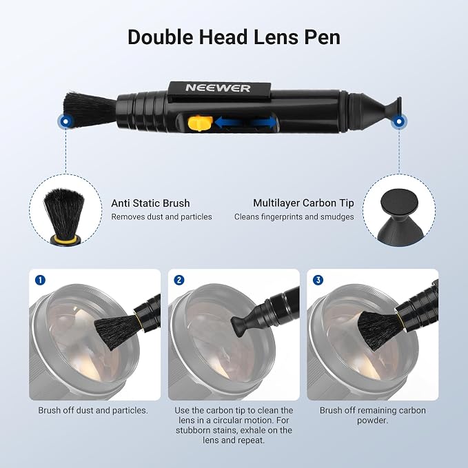 NEEWER 2 in 1 Camera Lens Cleaning Accessories Kit for Electronics, Phones, Tablets, Laptops, 1x Double Head Lens Brush Pen + 1x Cleaning Cloth, HM-51 - Image 4