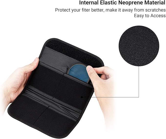 JJC 4 Pockets Filter Case for Round Filter Up to 58mm (37mm 40.5mm 43mm 46mm 49mm 52mm 55mm 58mm), Foldout Lens Filter Pouch with Microfiber Cleaning Cloth, Professional Photography Filter Bag | Foldout Lens Filter Pouch, Professional Photography Filte... - Image 4