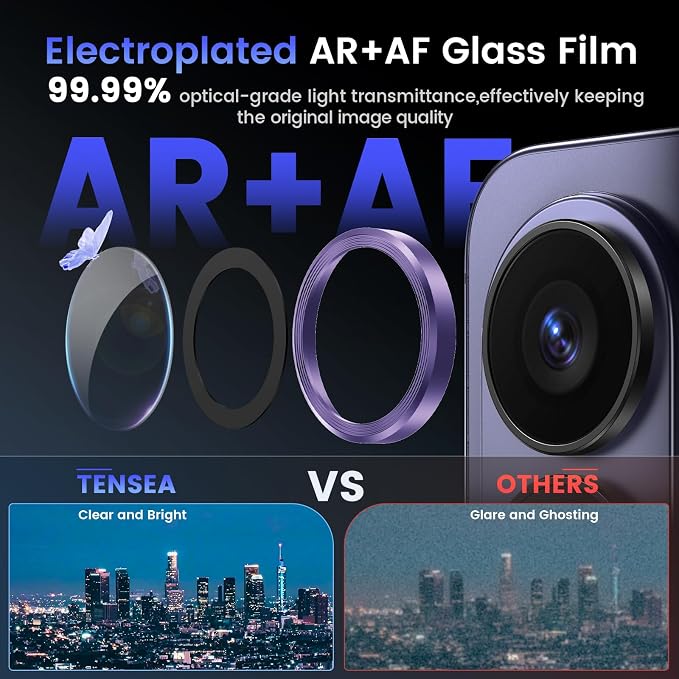 Tensea Compatible with Samsung Galaxy S26 Ultra Camera Lens Protector | 9H Tempered Glass Camera Cover Screen Protector Metal Individual Ring [Installation Tray][Case Friendly] - Image 3