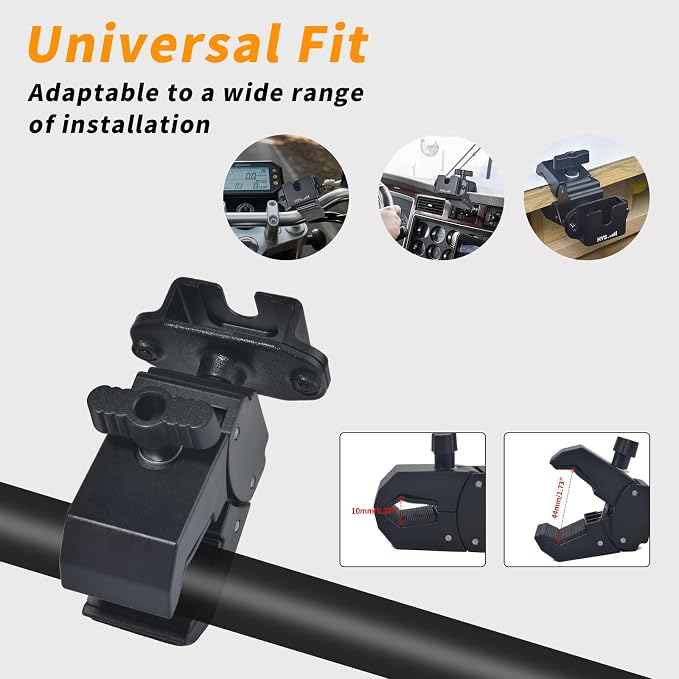 HYS HT &Microphone Clamp Mount Holder - Quick Release for CB Radio, Marine Radio, Walkie Talkie, Police Scanner (BC125AT SR30C BCD325P2 SDS100) , Speaker Mic | w/ Belt Clip & Knob - Image 5