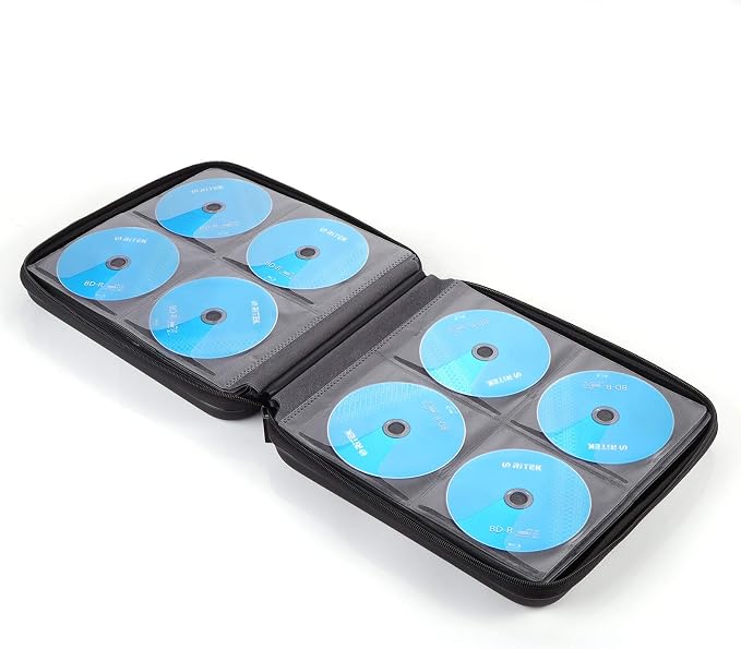 alavisxf xx CD Case, 192 Capacity Protective Zipper Disc Wallet for Car | EVA Shock-resistant, Double Zipper Closure, Portable Handle, DVD Storage Organizer, Anti-Slip Sleeves, for Home Office Travel - Image 5