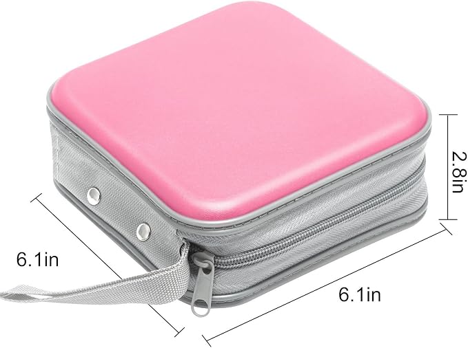 Siveit CD/DVD Cases 40 Capacity Disc Storage Binder for Car(Light Pink) | Holders Wallet Hard Plastic CD/DVD Case for Car Home Office Travel - Image 6