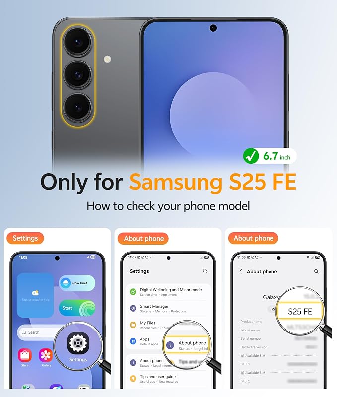FNTCASE for Samsung Galaxy S25 FE Case, Fit for Magsafe, Screen Protector | Translucent Matte Magnetic Back, 14FT Military Grade Drop Protection, Slim Shockproof Protective Phone Cover, Black - Image 2