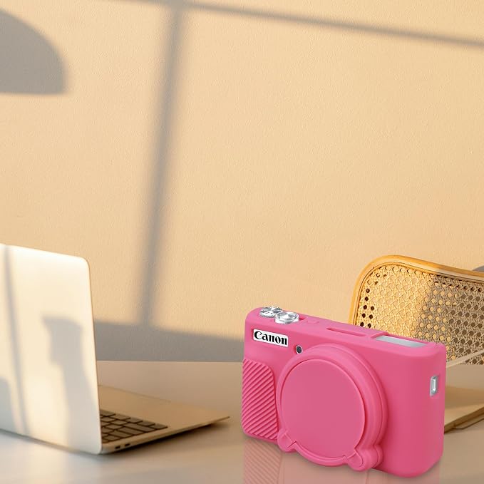 BOVKE Silicone Camera Case for Canon PowerShot SX740 / SX730 Digital Camera, SX740 HS Soft Protective Case Cover Rubber Camera Slim Fit Sleeve with Removable Lens Cover, Peach Pink - Image 7