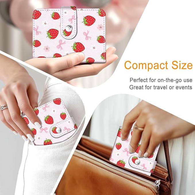 Strawberry Bow Small Photos Album for 2x3 Inch Films, 56 Pockets | Mini Cute Picture Book, Wallet Size, for Polaroid Fujifilm Instax Mini Instant Camera Printer, Kpop Photocard Binder Holders - Image 6