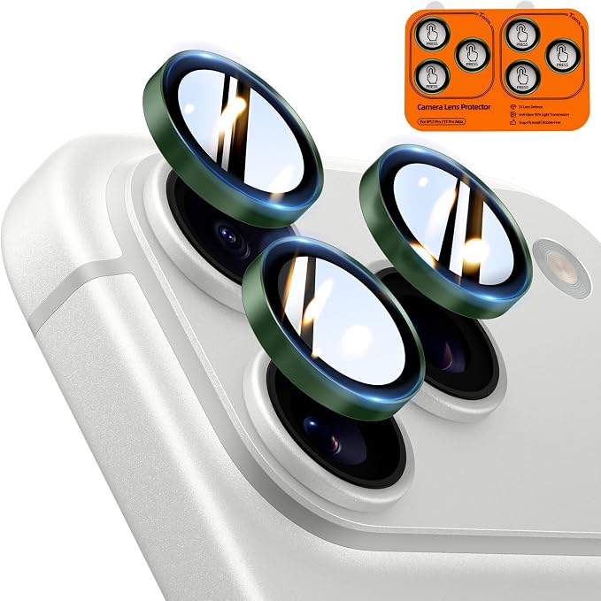TOCOL Camera Lens Protector for iPhone 17 Pro Max/iPhone 17 Pro Tempered Glass HD Individual Scratch Resistant Camera Cover Accessories Case Friendly 2 Pack（Alpine Green） by TOCOL