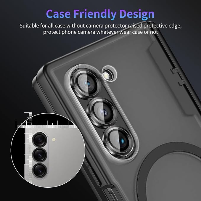Camera Lens Protector for Samsung Galaxy Z Fold 6,1 Pack | Tempered Metal Glass Camera Cover Film,HD Clear,Anti-Scratch Lens Screen Protector Film,Case Friendly,Black Titanium - Image 7
