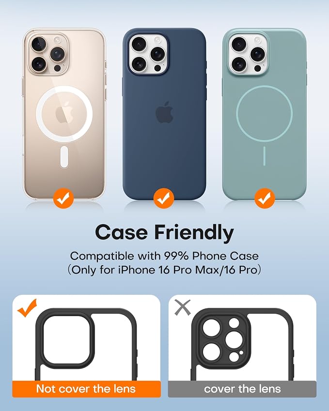 TAURI 2 Pack for iPhone 16 Pro Max/16 Pro Camera Lens Protector, Natural | Full Coverage Military-Grade Shatterproof, Upgrade AR Anti-Reflection Ultra Clear Transmission & Case Friendly - Image 4