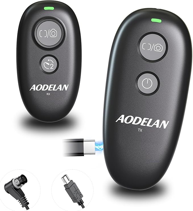 Upgraded Rechargeable USB-C Wireless Camera Shutter Release Remote Control | Compatible with Nikon Z9, Z8, Z6, Z6 II, Z6 III, Z7, Z7 II, Z5, D750, D780, D7500, D7200, D5600, D5300, D850, P1000 by AODELAN