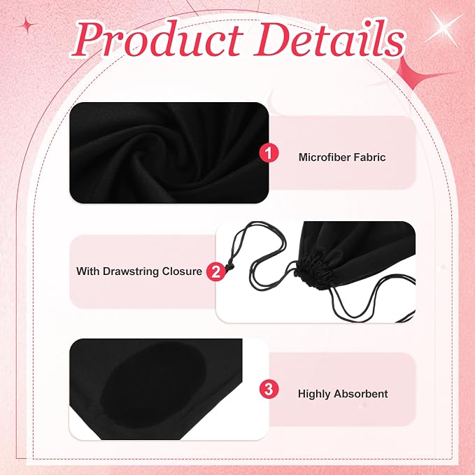 Ski Goggle Bag, Microfiber Bag with Cleaning Cloth Drawstring Pouch Soft Storage Sleeve Case Protection 4 Pcs & Black-Fitting for (Snow Swimming Goggle/Sunglasses/Camera) - Image 3
