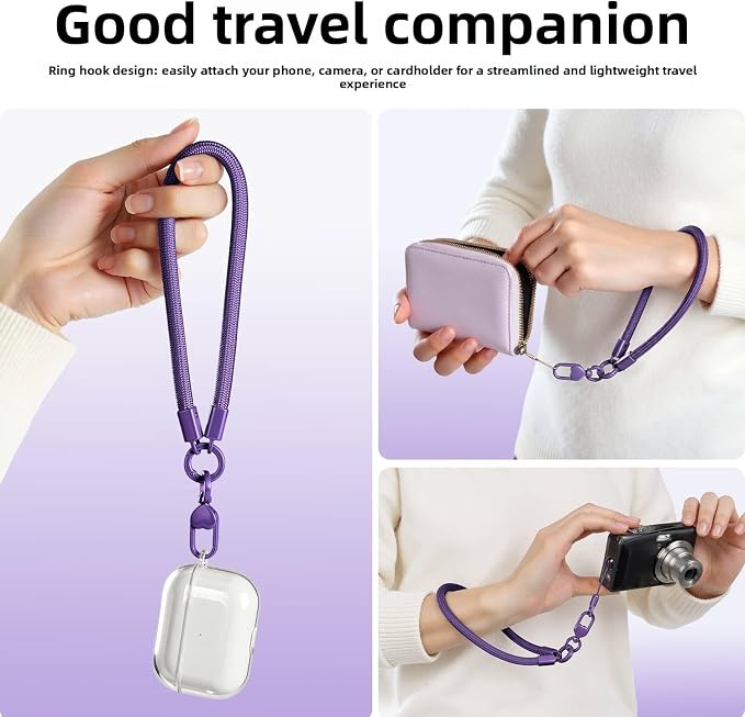 Phone Wrist Strap Lanyard Hand Wristlet with 360° Rotating Clip Stainless Steel Tether Buckle Finger Grip Strong Durable Anti-Tangle Universal for iPhone Camera Keychain Travel Dark Purple - Image 6