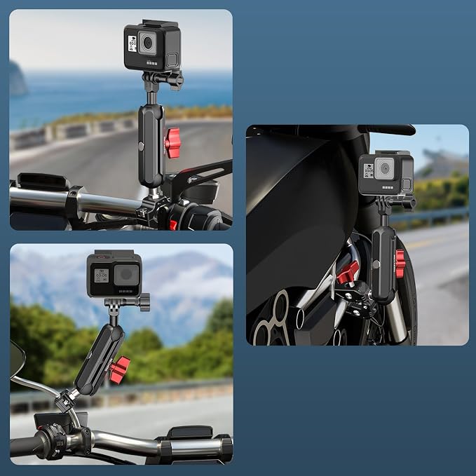Camera Clamp Mount, Super Camera Mount Dual Ball Head Magic Arm with U-Shaped for Motorcycle Handlebar & Aluminum,Super Clamp for DSLR, Action Camera, Go pr0, Insta360,360° Rotating, 78001 - Image 9
