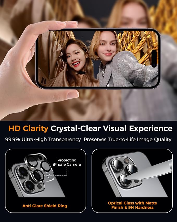 SIBEITU 3+3 Pack Screen Protector for iPhone 13 6.1 Inch Tempered Glass | 3 Pack Screen + 3 Pack Camera Lens Protector, HD Clear 9H Hardness, Scratch Resistant, Sensor Protection, Case Friendly - Image 4