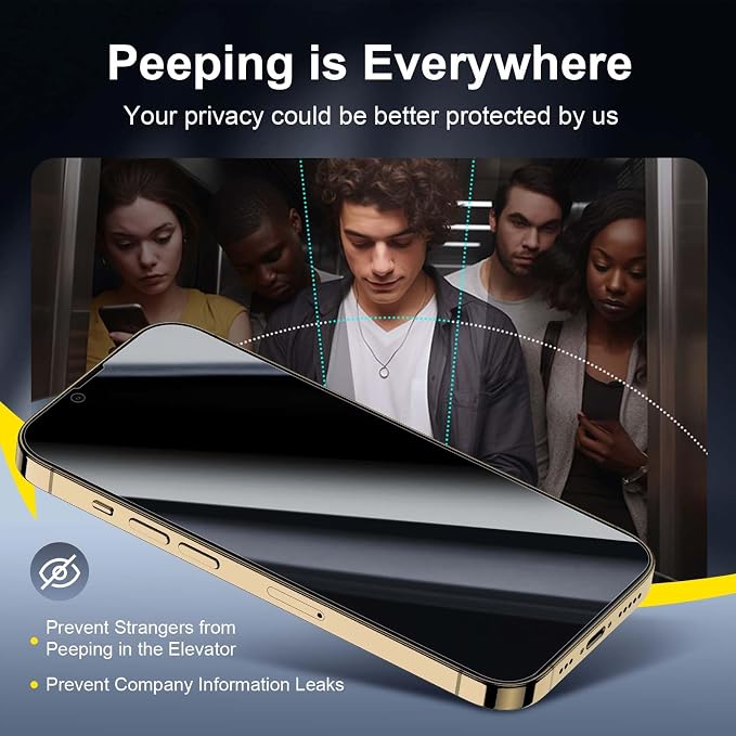NEW'C 3x Privacy for iPhone 13 Pro Max Screen Protector (6.7 inches)+ 3x Camera Lens Protector, Sensor Protection, Tempered Glass Film +Dust Plug - Enhanced Privacy Angle of 28 Degrees - Image 4