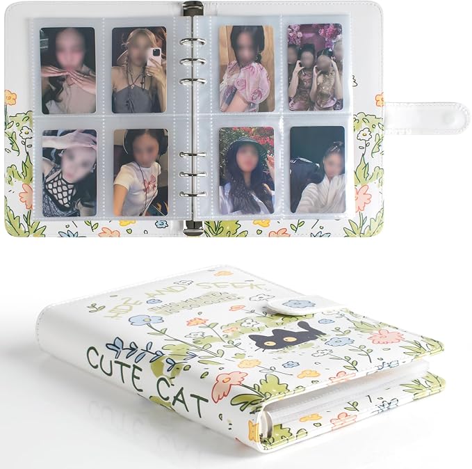 A5 Kpop Photocard Binder, PU Leather Binder Card Collector Album with 30 Inner Pages Up to 240 Card Slots, Photocard Holder Cover with Magnetic Buckle Closure for Organizing Trading Card (Cute Cat) - Image 7