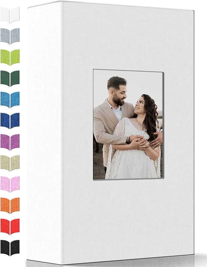 Artfeel Photo Album 4x6 with 300 Pockets,Slip-in Picture Albums,Linen Cover Memory Book with Front Window,White Page Vertical Photo Book for Wedding,Family,Anniversare,Baby,Vacation by Artfeel