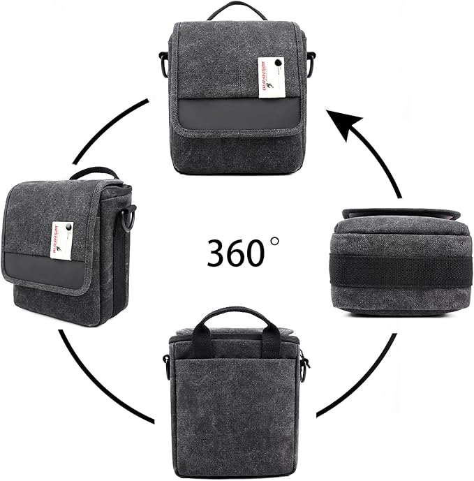 Mirrorless Camera Shoulder Bag Small Messenger Case Waist Bag Compatible for Canon (BlackH, Small) - Image 4