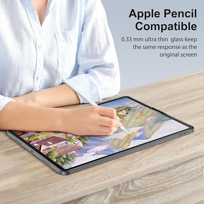 SPARIN Screen Protector for iPad Pro 12.9 [2022/2021/2020-6th/5th/4th] | 2pcs Camera Lens Protector+ 2pcs Tempered Glass for iPad Pro 12.9 inch, Support Apple Pencil & Case Friendly - Image 9