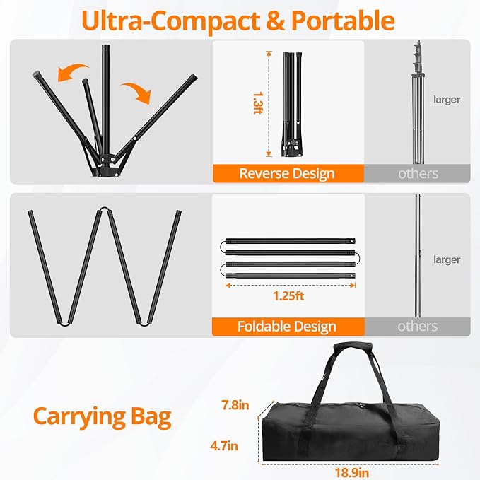 Green Screen Backdrop Kit 5x7 ft with Foldable T-Shaped Stand | Portable Greenscreen Background with 5 Clamps, Carrying Bag for Parties, Streaming, Photography, Zoom, Gaming, Video Studio - Image 3