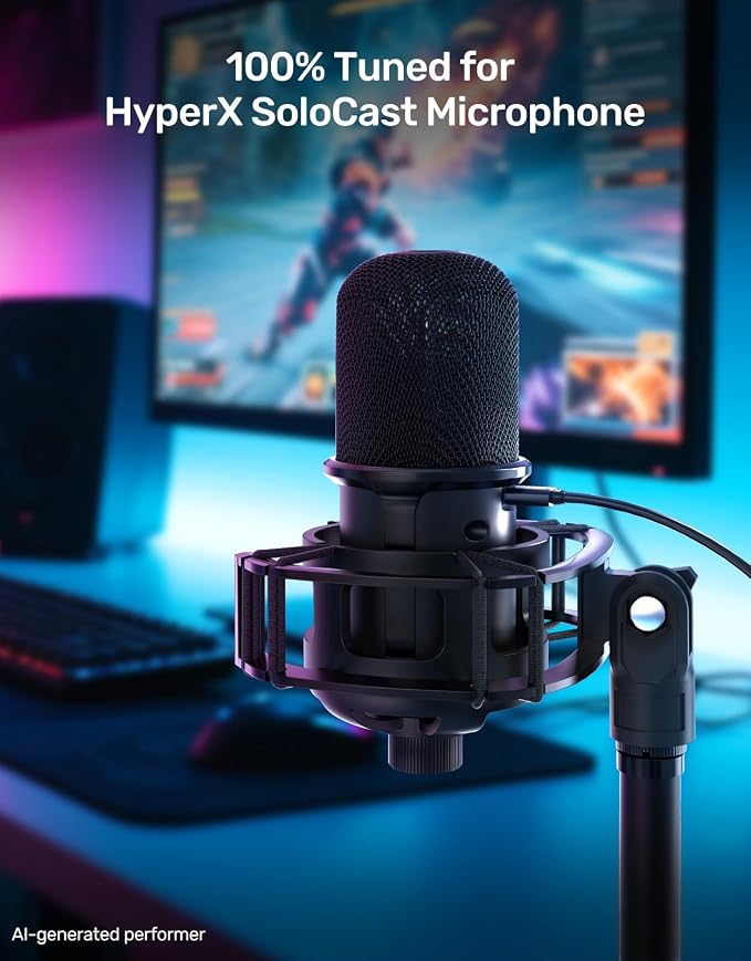 Custom Built for SoloCast Shock Mount with Screw Adapter, Anti-Vibration | Upgrade Elastic Suspension & Holder Clip, for HyperX SoloCast, Mic Stand, Podcast, Streaming, Improves Sound & Recording. - Image 3