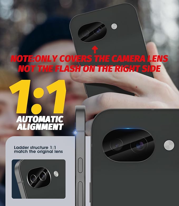 Orzero (3 Pack Camera Lens Protector Compatible for Google Pixel 10a, Protector de Cámera Tempered Glass 9H High Definition Anti-Scratch Bubble-Free Case Friendly - Image 3