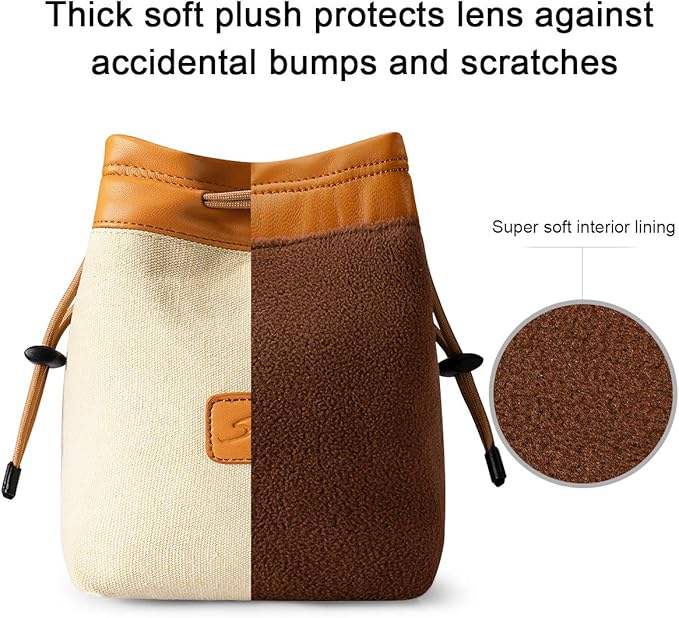S-ZONE Soft Camera Bag DSLR Insert Handbag Drawstring Lens Case | Water-resistant Canvas, Drawstring Closure, Dust-proof, Scratch-resistant, Compatible with Canon Nikon Sony - Image 6