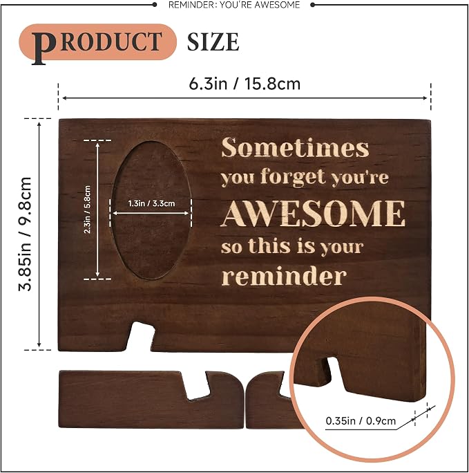 Desk Decor Dollar Bill Frame Office Accessories Photo Display Motivational Wood Sign Rustic Office Essentials for Resources Boss Coworker Friend Home Work Table (You‘re Awesome) - Image 2