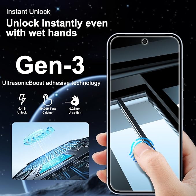 2 Pack for Google Pixel 10 Pro XL Privacy Screen Protector, 2 Pack Camera Protector, Fingerprint Compatible, Anti Spy, 9H Hardness Glass for Google Pixel 10 Pro XL Screen Protector - Image 4