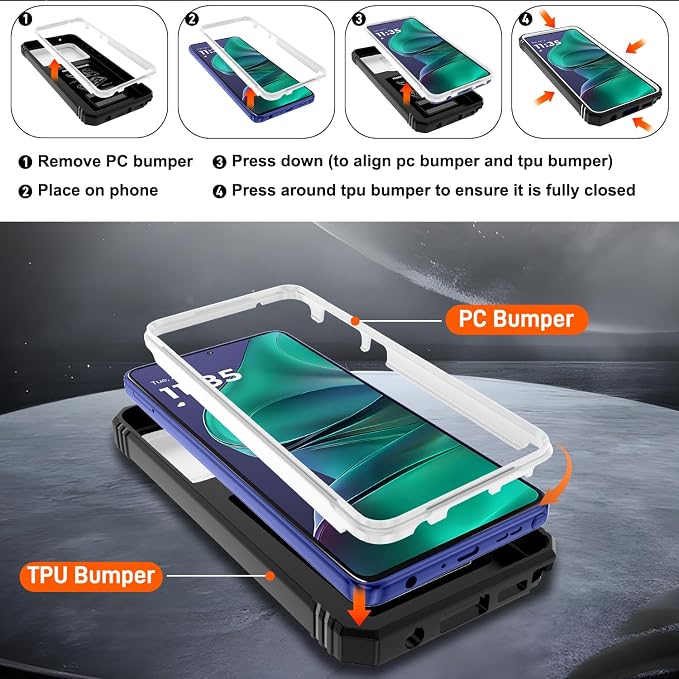 Gritup for Motorola Moto G Stylus 5G 2026 Case: G Stylus 5G 2025 Case with Screen Protector*2 [Magnetic Stand] [Slide Camera Cover] Shock Proof Military-Grade para G Stylus-5G-20255 White+Black - Image 3
