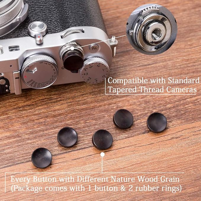 Wood Soft Shutter Release Button | Delicate Camera Shutter Button 12mm Concave Surface Black(Wood Grain Random) - Image 6